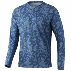 HUK Icon X Running Lakes Long Sleeve Shirt -Karl’s Baits Shop huk iconxrunninglakesls titaniumblue front 51 10 huk 10001 4