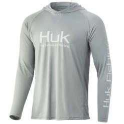 HUK Vented Pursuit Hoodie -Karl’s Baits Shop huk ventedpursuithoodie overcastgrey front 51 99 huk 10004