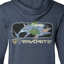 Favorite Fishing Simmer Tri-Blend Hoodie -Karl’s Baits Shop simmer tuna nvy frst bk detail